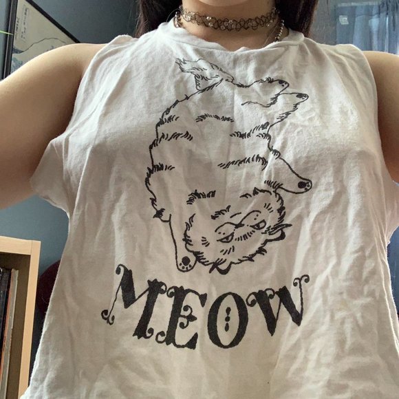 Brandy Melville Cat Graphic Muscle Tee - Picture 3 of 4